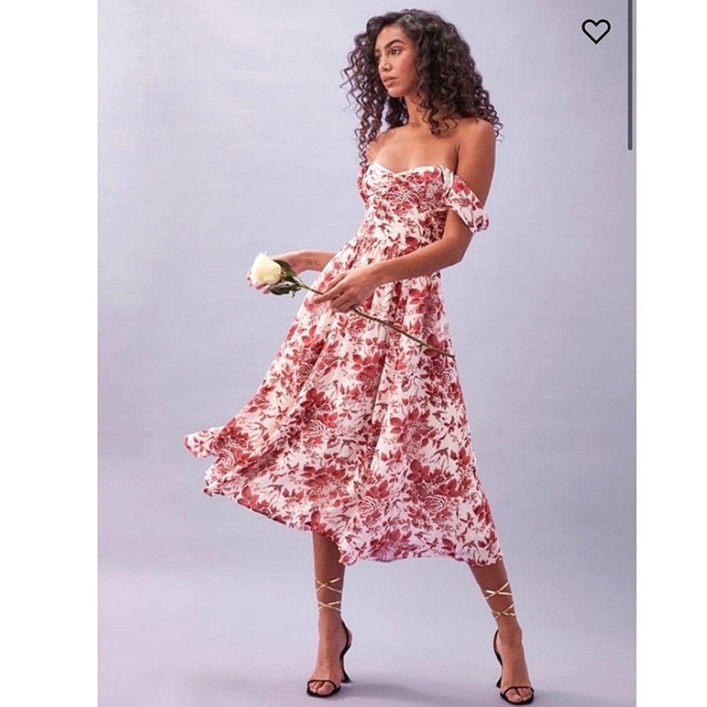 Reformation Violet Off the Shoulder Dress